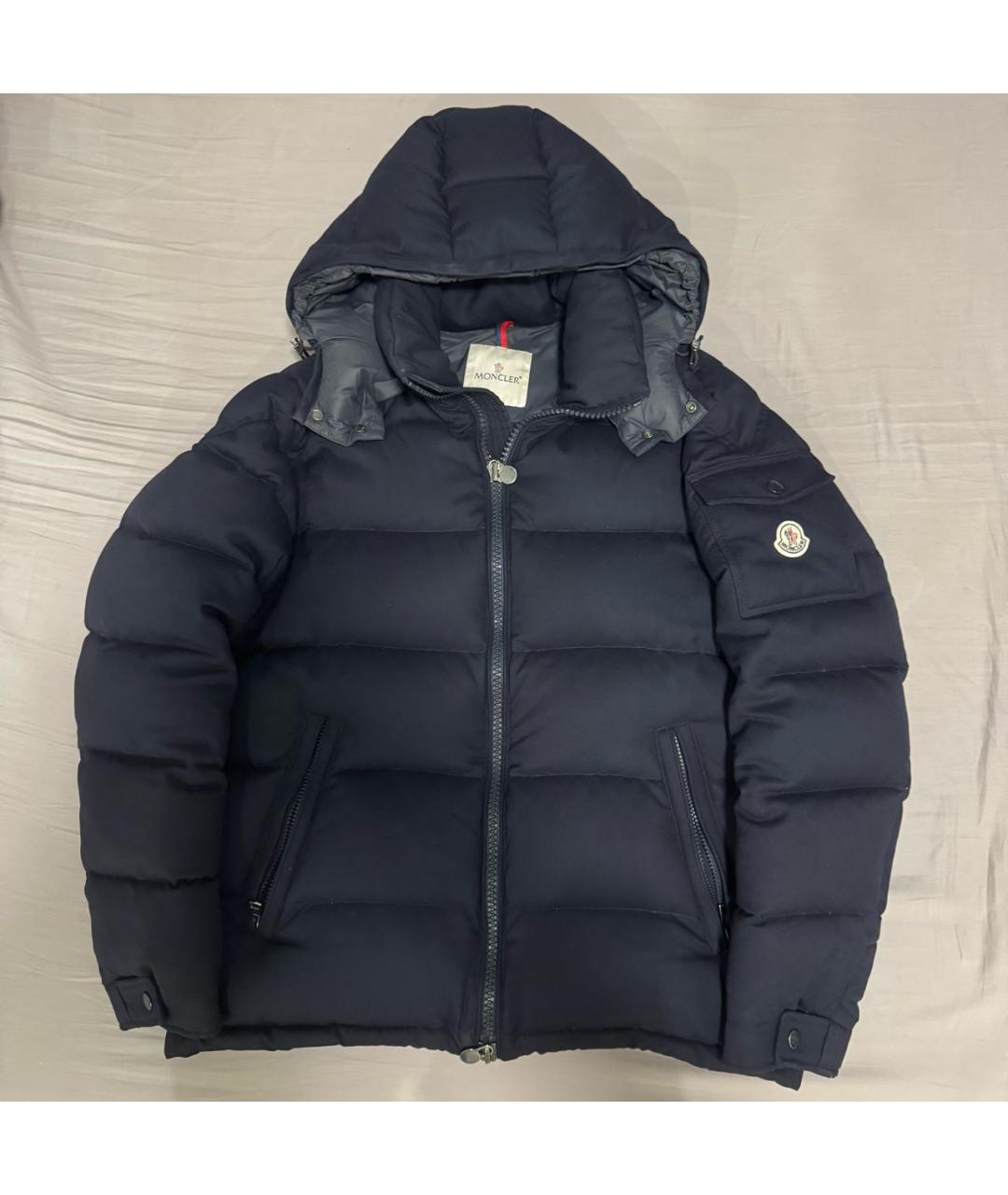 MONCLER Темно-синий шерстяной пуховик, фото 8