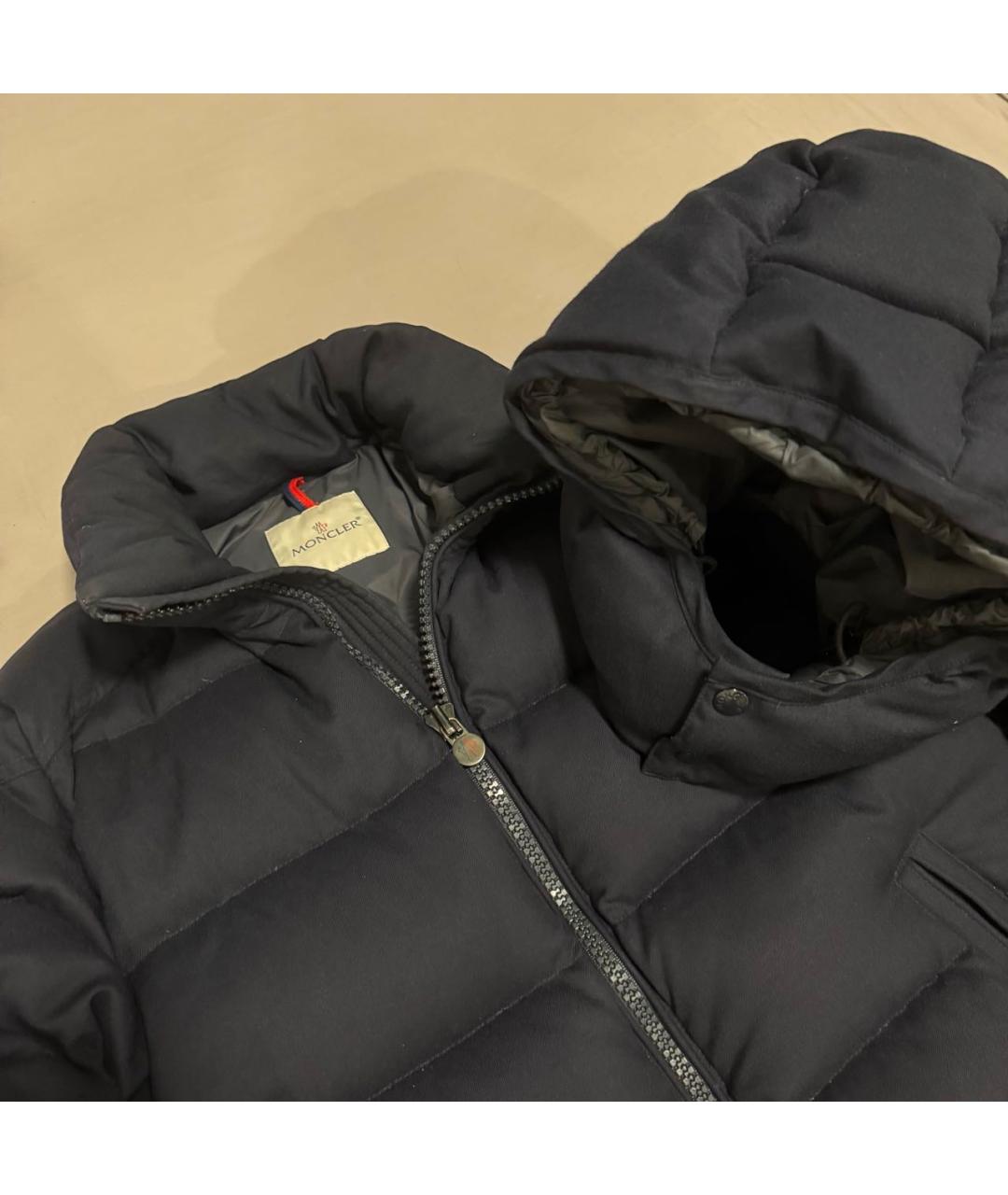 MONCLER Темно-синий шерстяной пуховик, фото 3