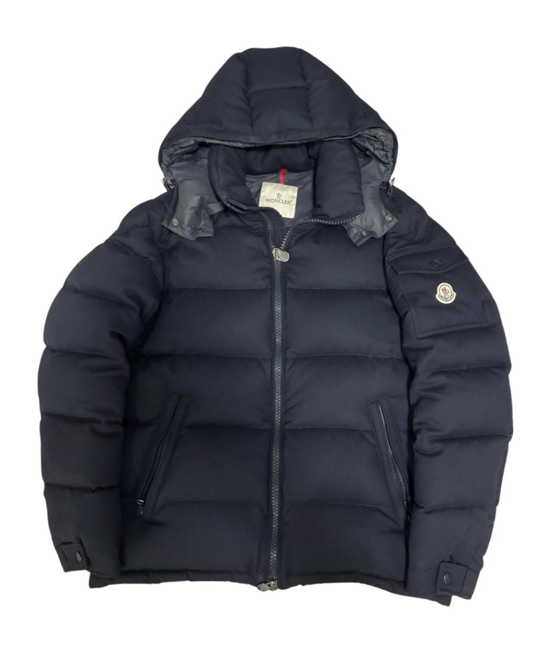 MONCLER Темно-синий шерстяной пуховик, фото 1