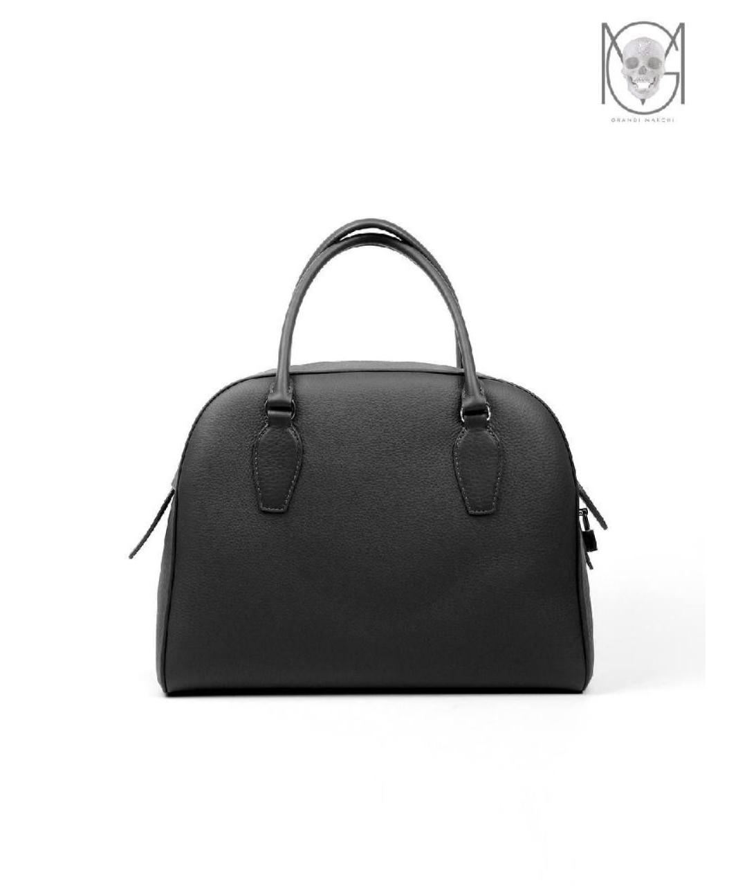 THE ROW Черная кожаная сумка с короткими ручками, фото 3