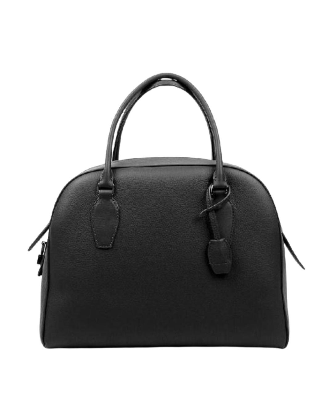 THE ROW Черная кожаная сумка с короткими ручками, фото 1