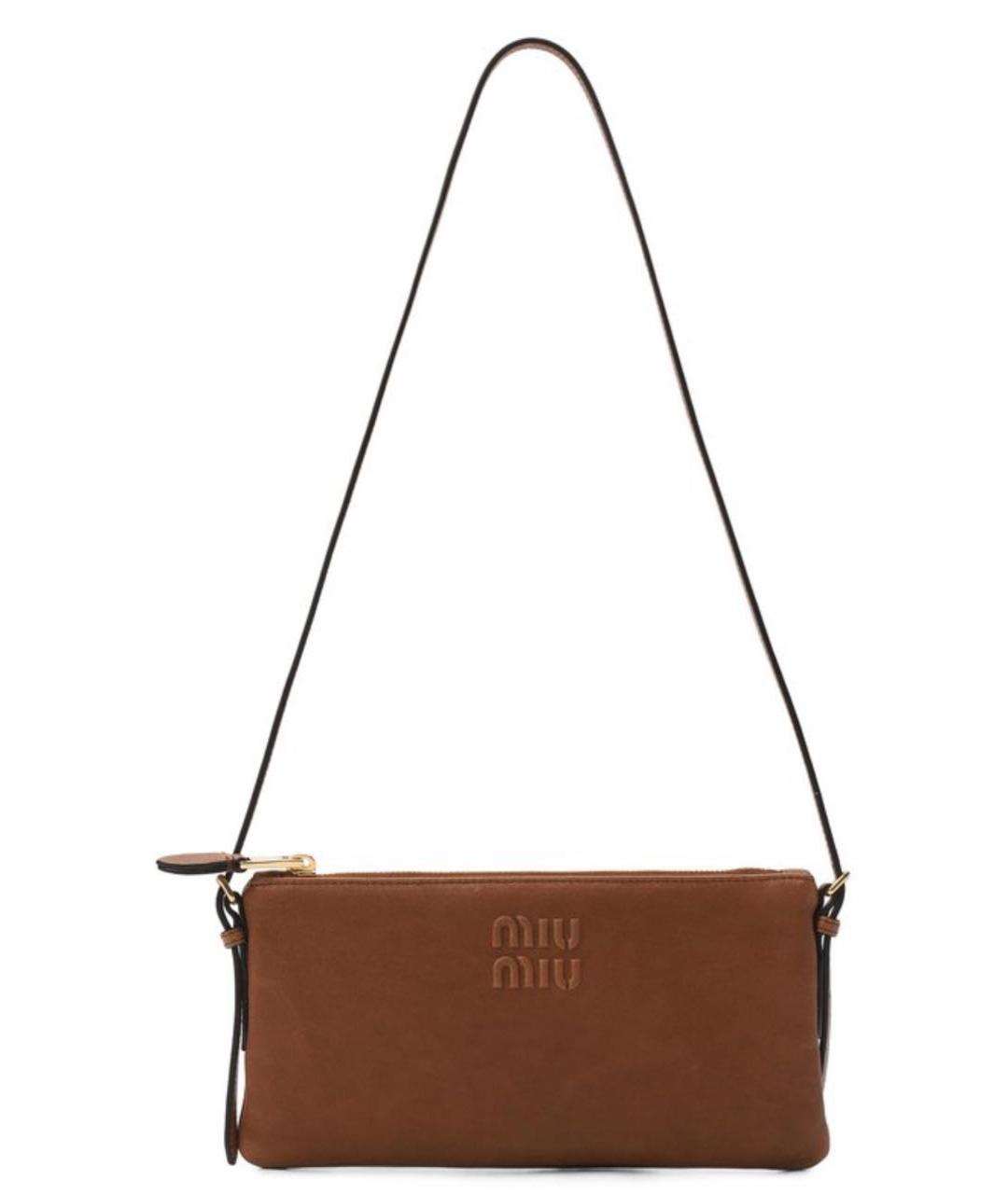 MIU MIU Коричневая кожаная сумка через плечо, фото 1
