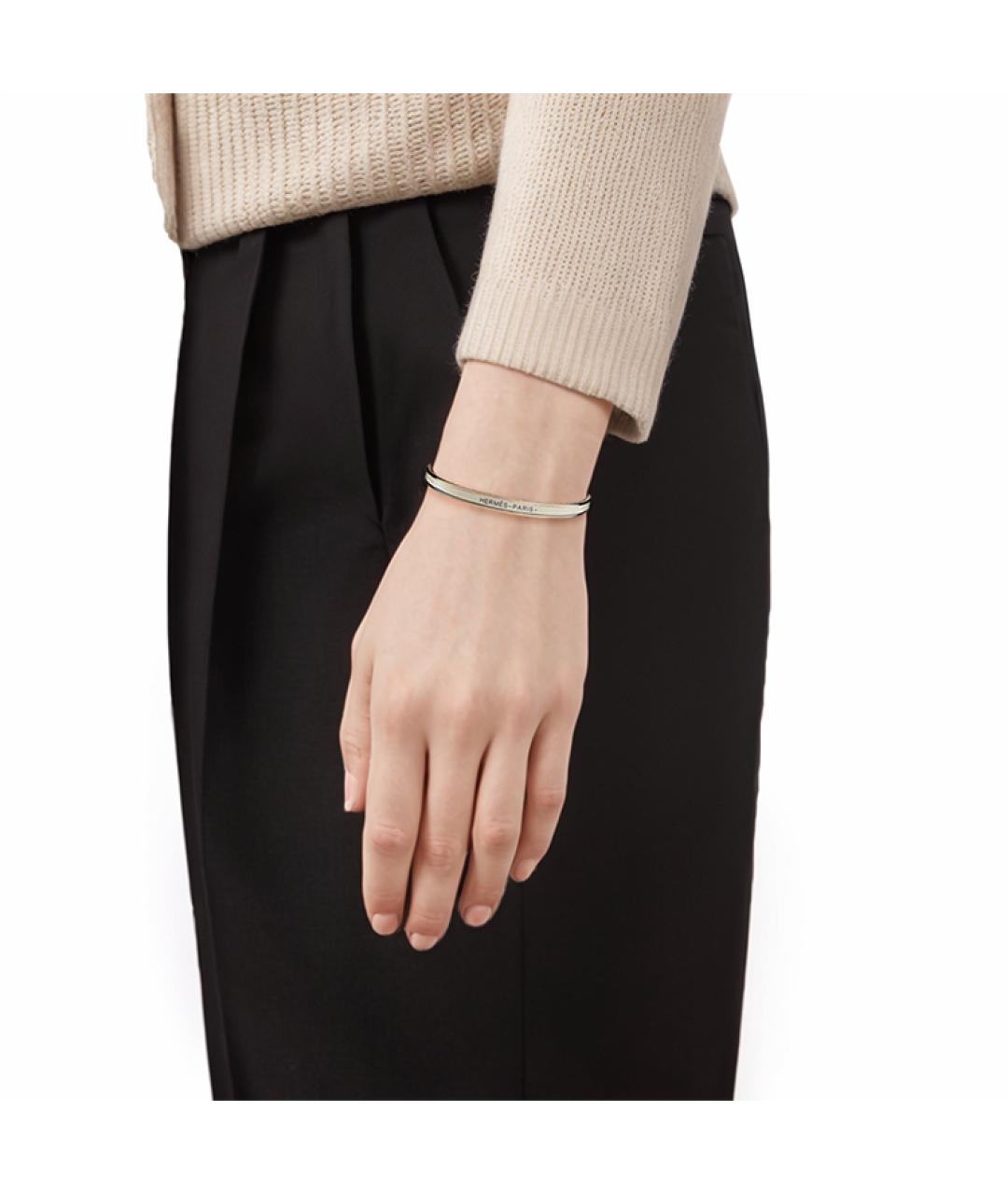 HERMES Белый металлический браслет, фото 5