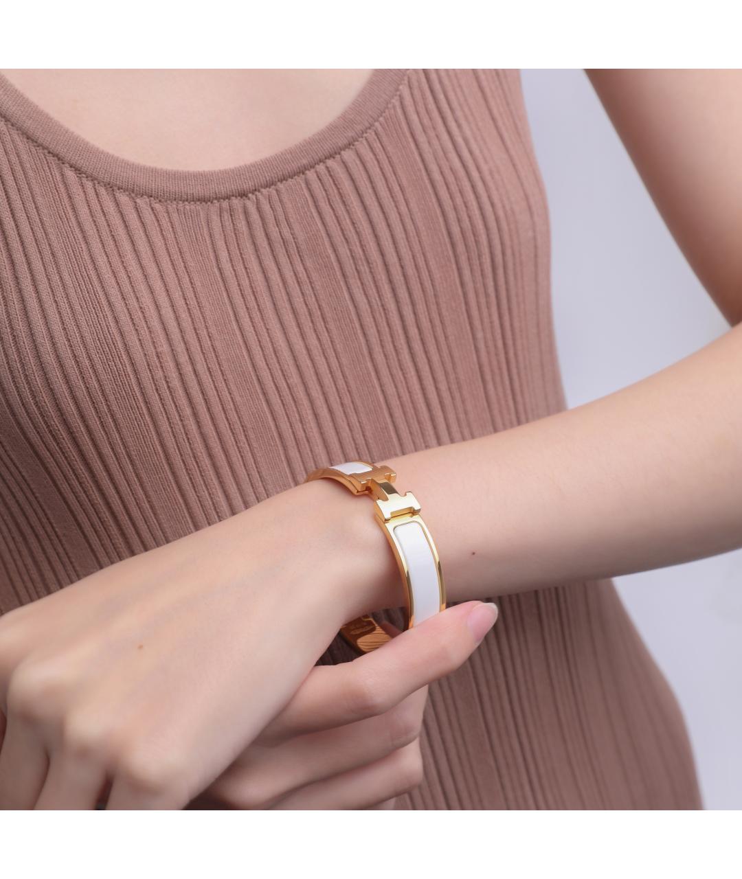 HERMES Белый металлический браслет, фото 6