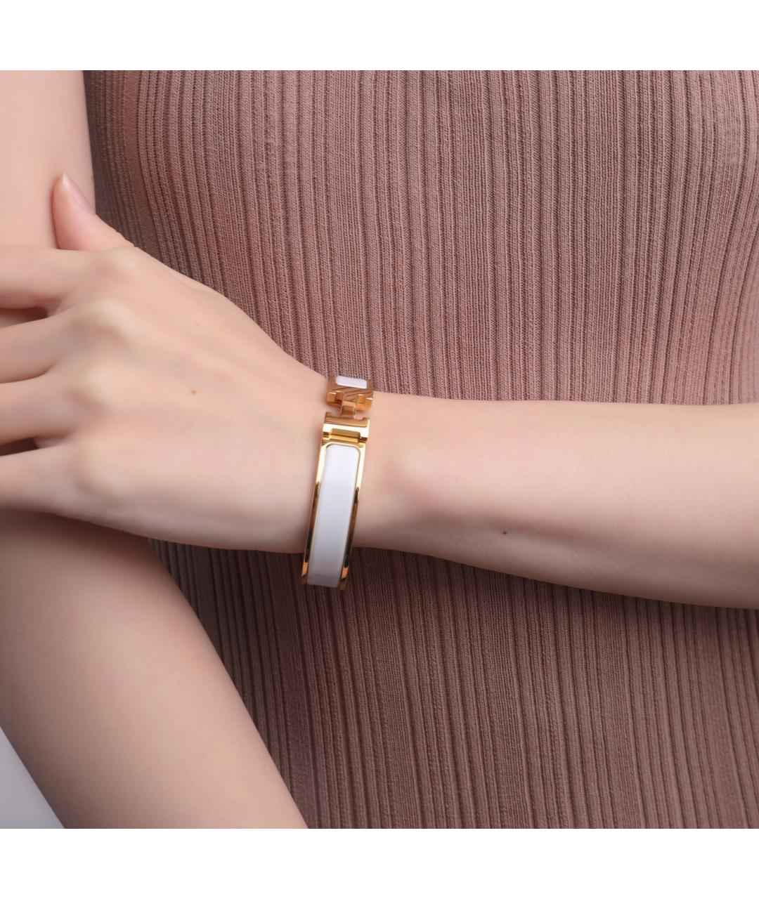 HERMES Белый металлический браслет, фото 7