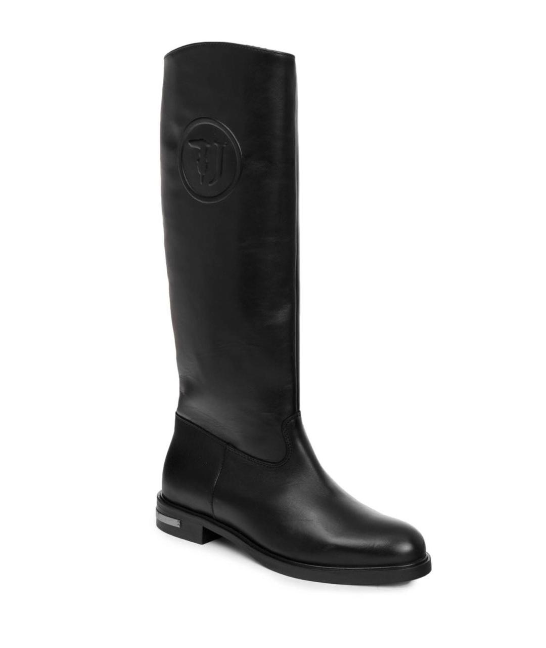 TRUSSARDI JEANS Черные кожаные сапоги, фото 1