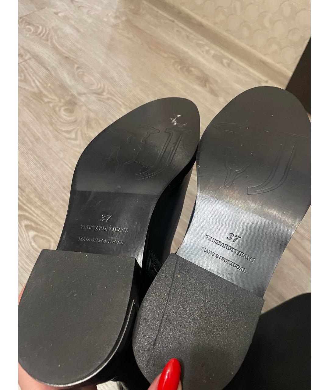 TRUSSARDI JEANS Черные кожаные сапоги, фото 6