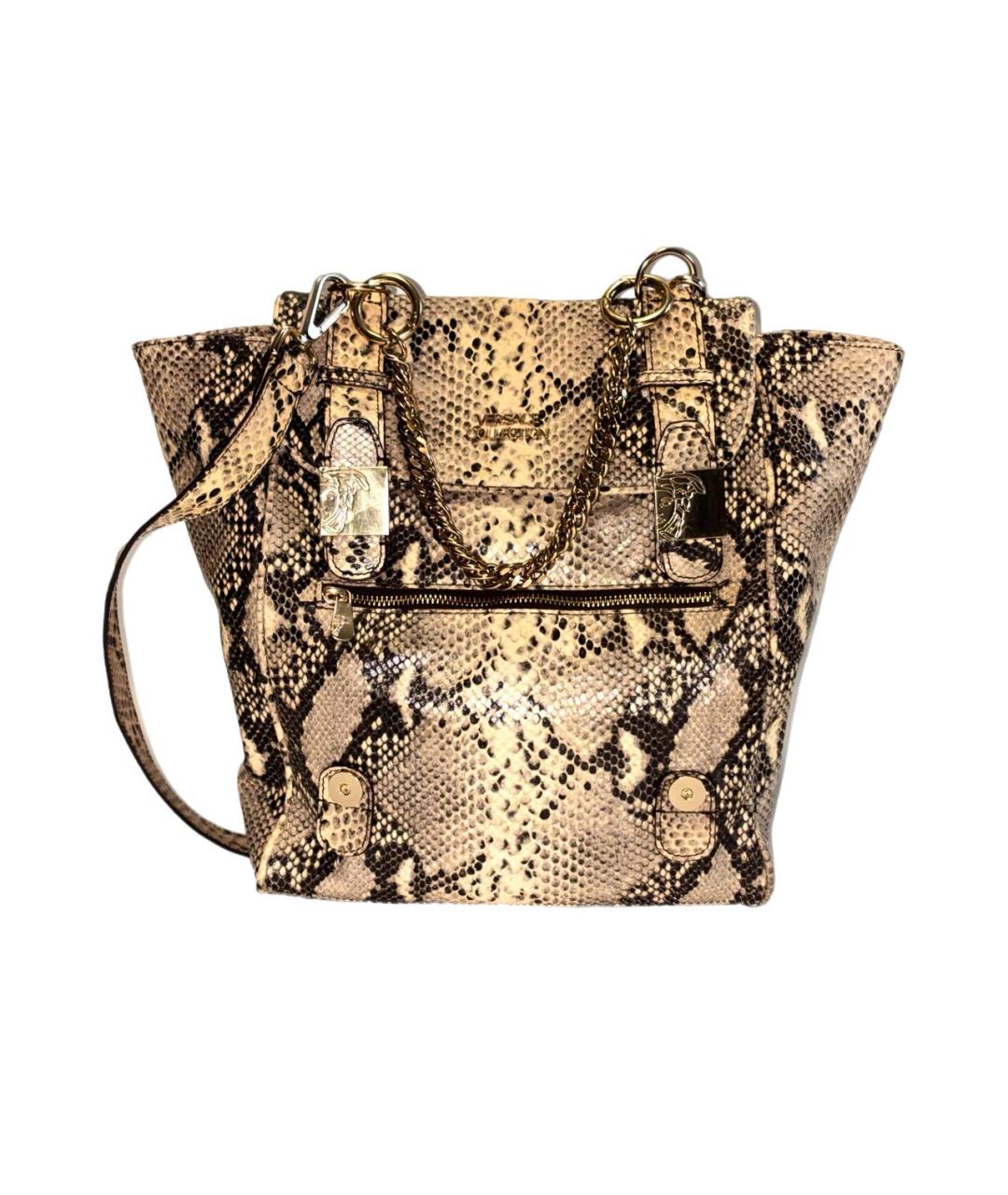 VERSACE Желтая сумка тоут из экзотической кожи, фото 1