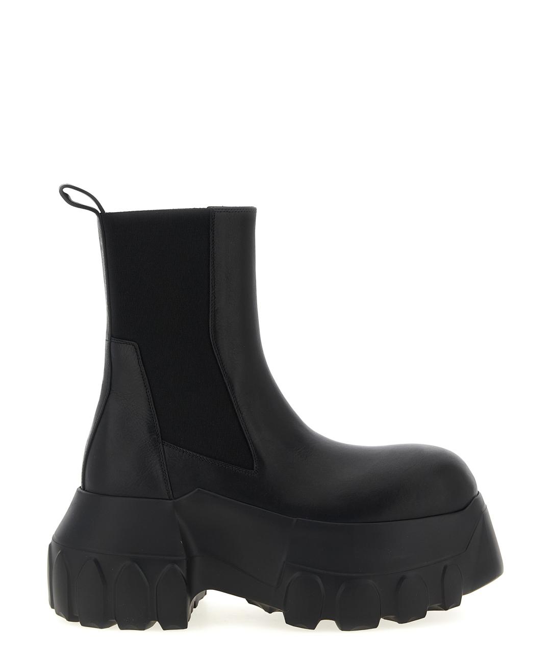 RICK OWENS Черные кожаные высокие ботинки, фото 1