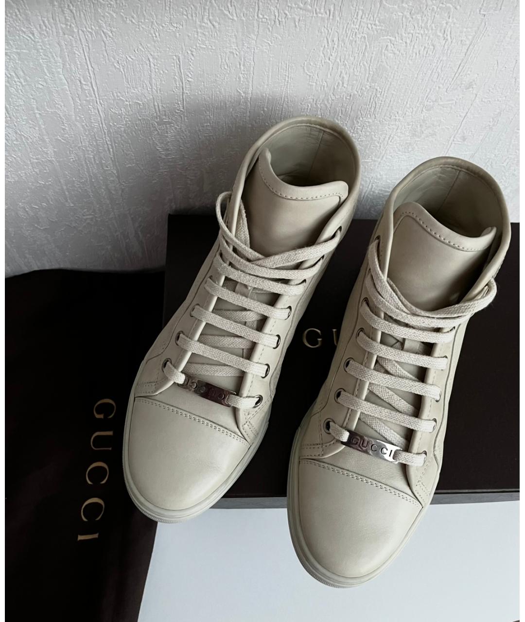 GUCCI Бежевые кожаные кеды, фото 2