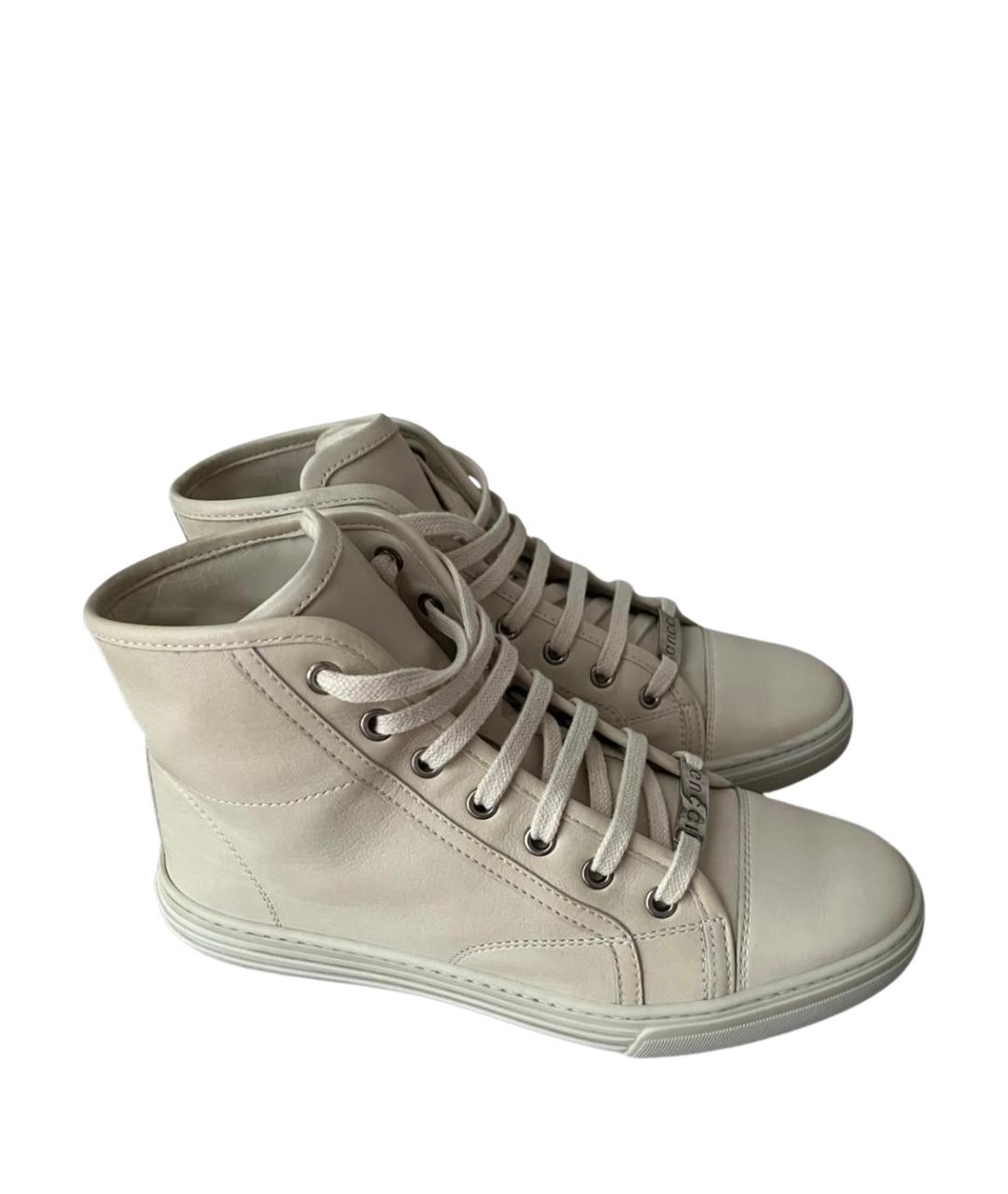 GUCCI Бежевые кожаные кеды, фото 1