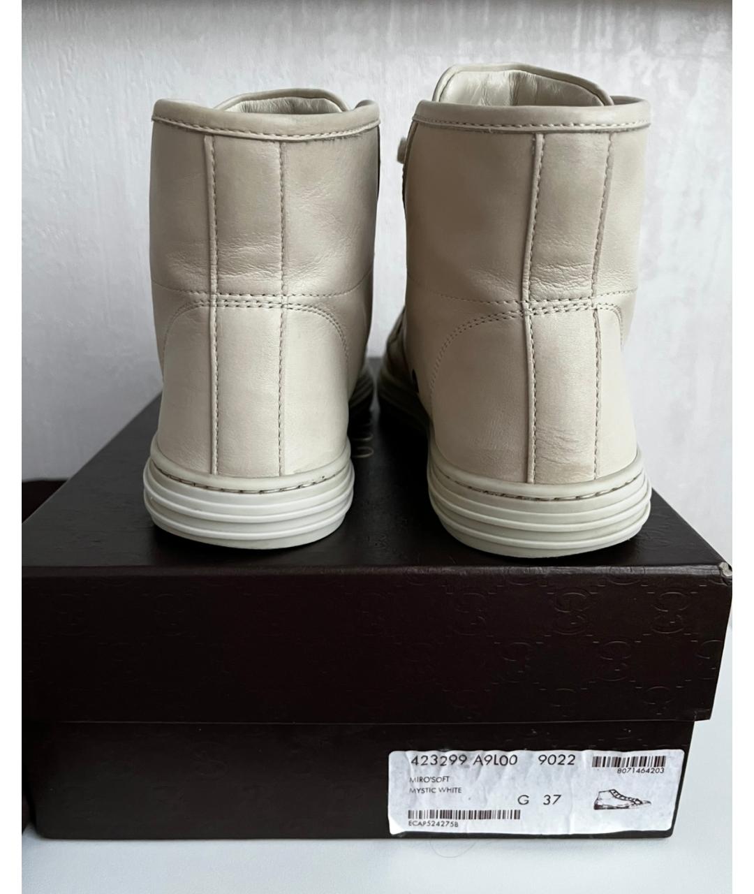 GUCCI Бежевые кожаные кеды, фото 4