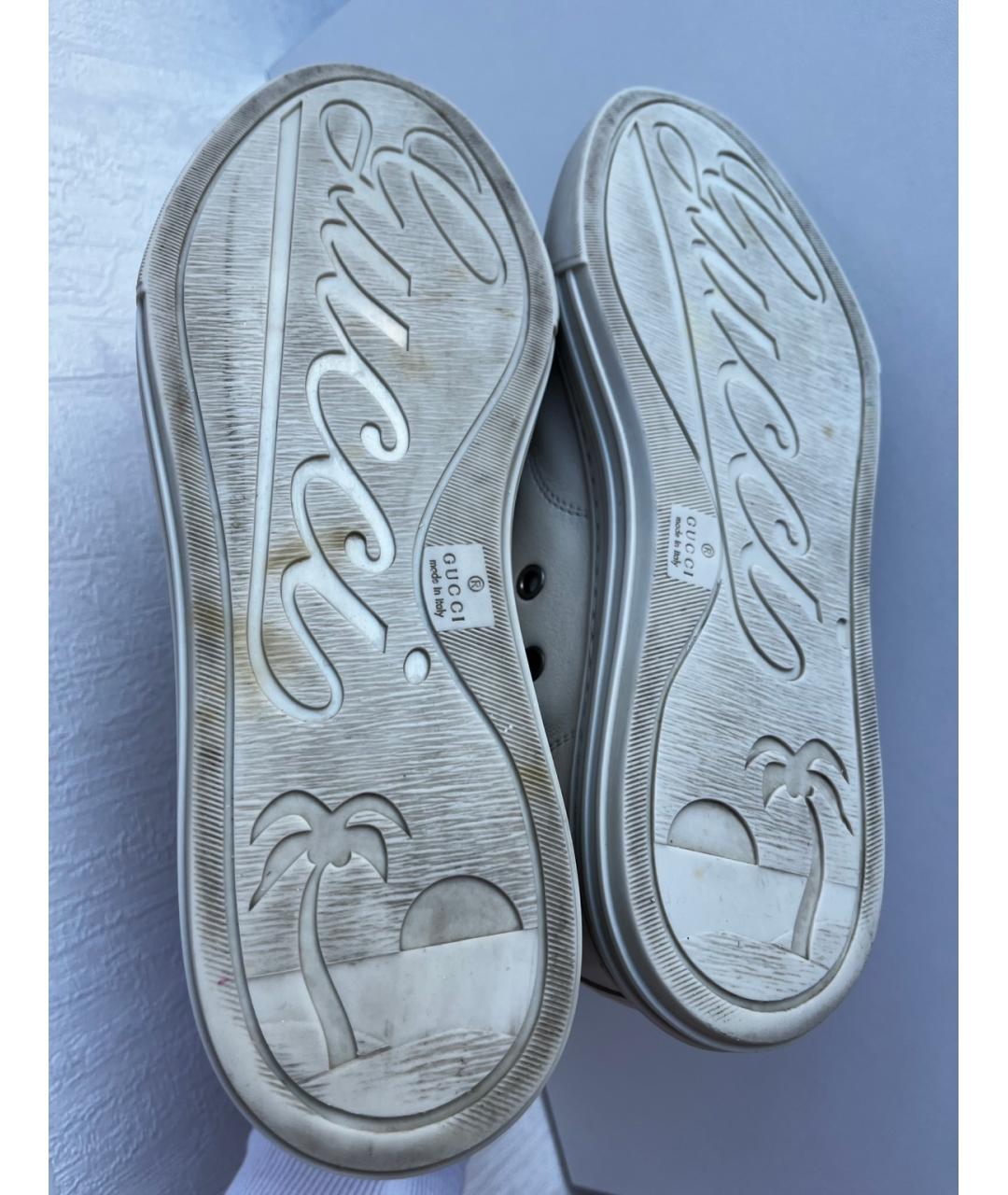 GUCCI Бежевые кожаные кеды, фото 5