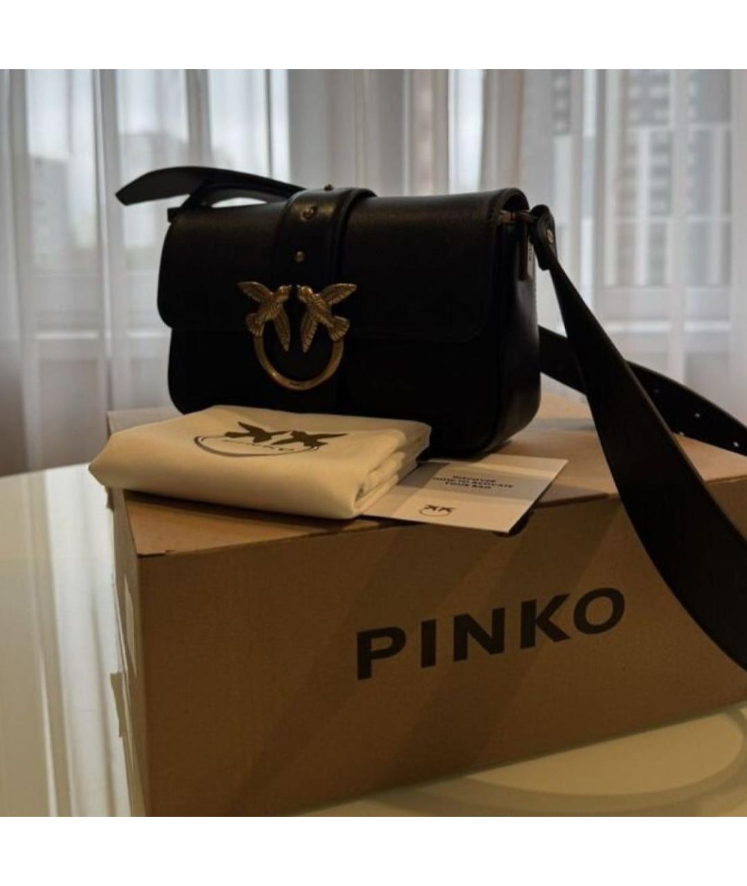 PINKO Черная кожаная сумка через плечо, фото 4