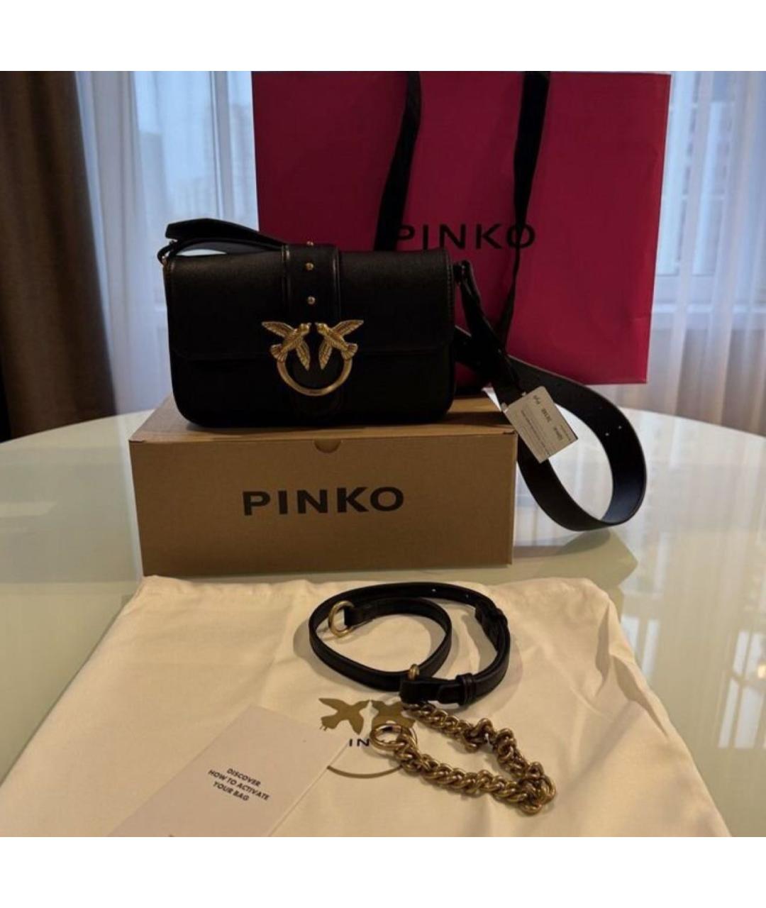 PINKO Черная кожаная сумка через плечо, фото 2