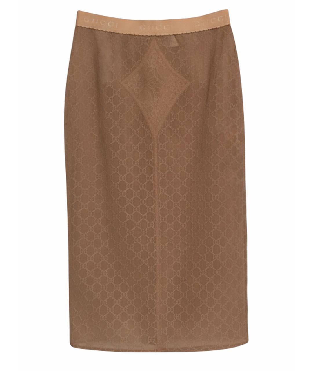 GUCCI Бежевая полиамидовая юбка миди, фото 1