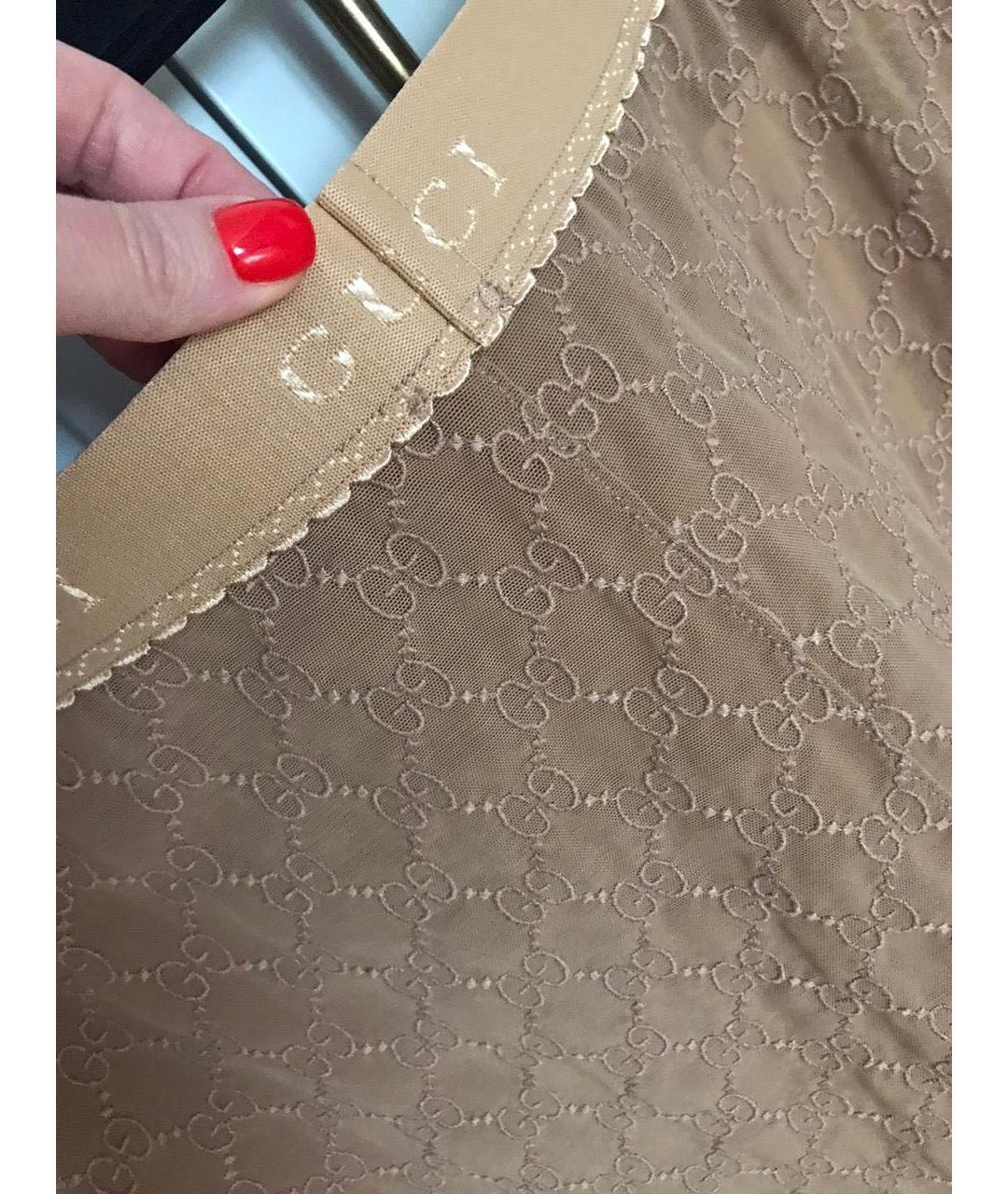 GUCCI Бежевая полиамидовая юбка миди, фото 5