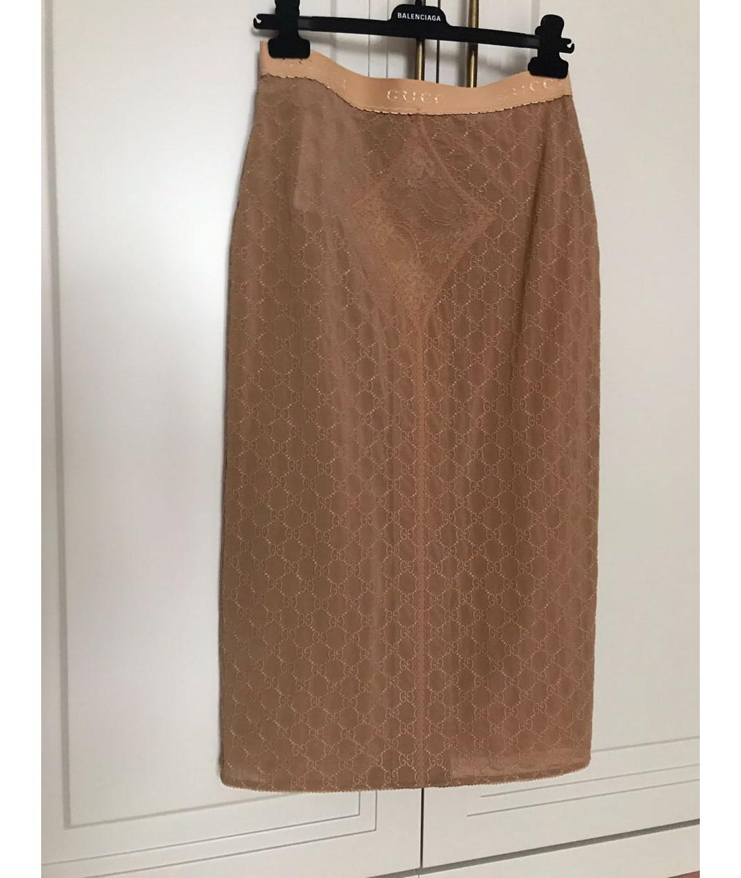 GUCCI Бежевая полиамидовая юбка миди, фото 7