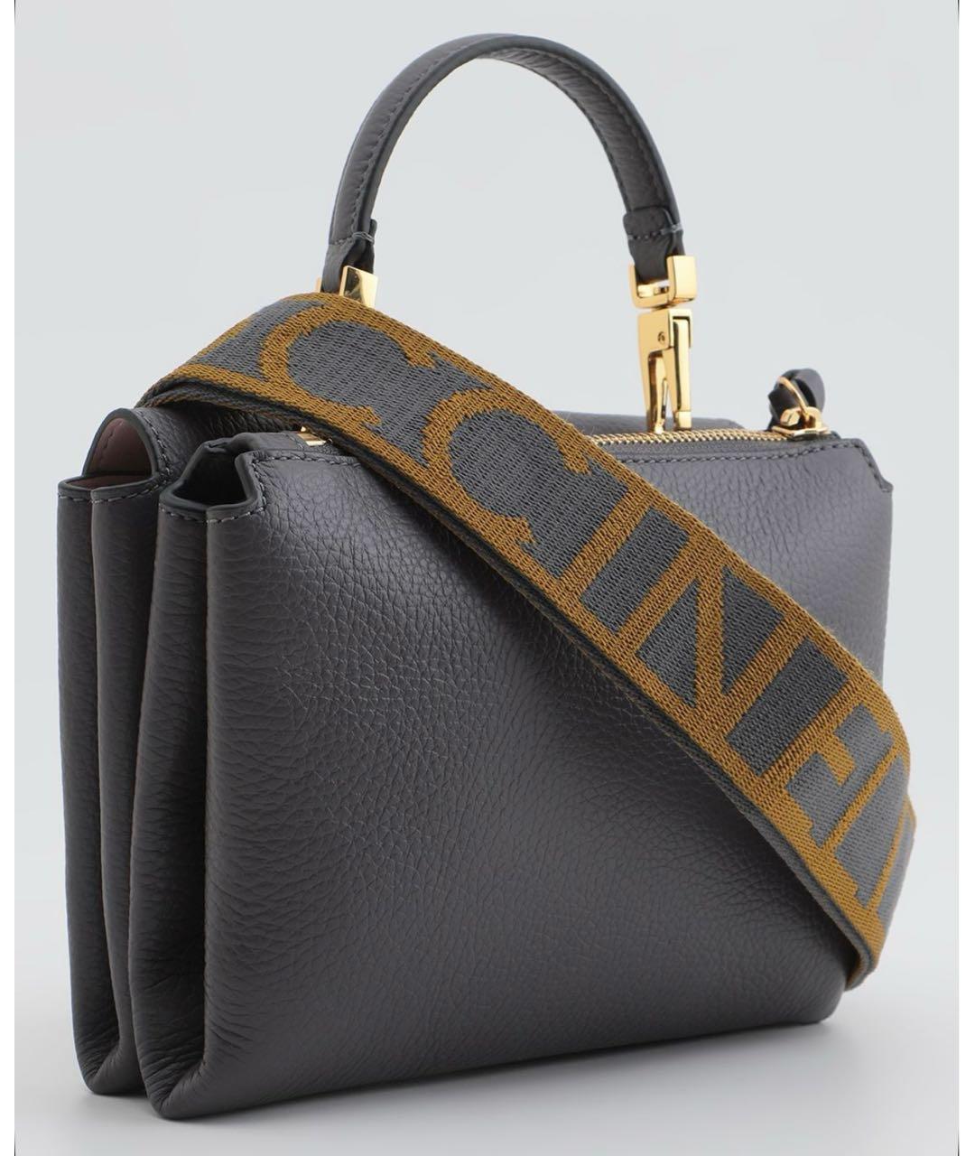 COCCINELLE Антрацитовая кожаная сумка с короткими ручками, фото 2