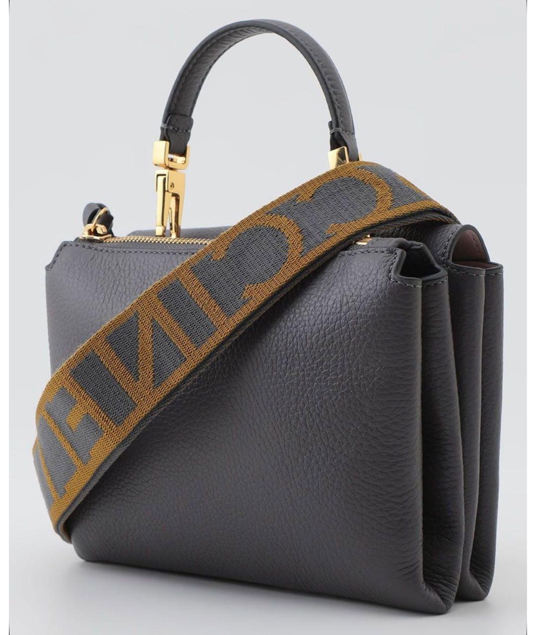 COCCINELLE Антрацитовая кожаная сумка с короткими ручками, фото 3