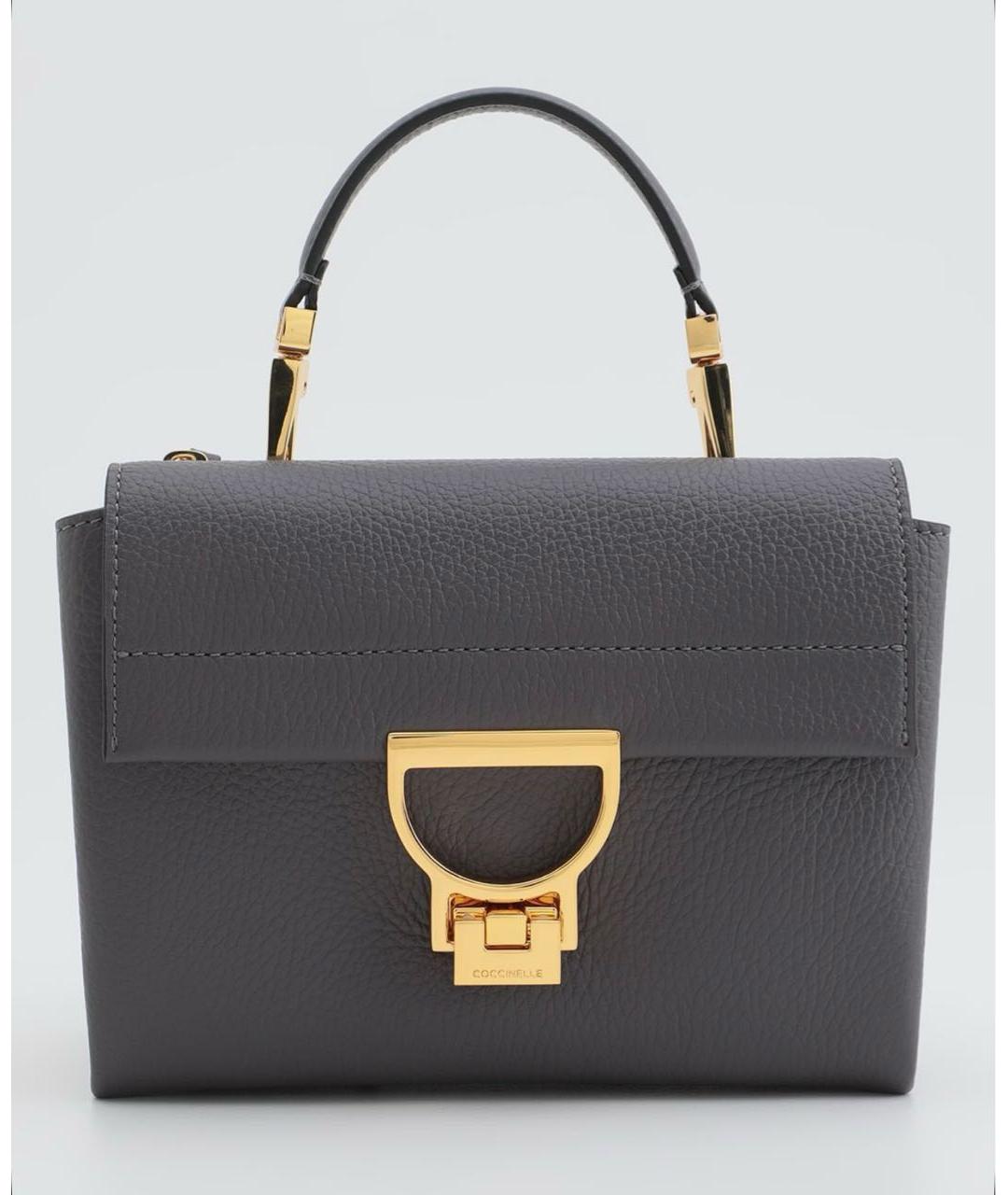 COCCINELLE Антрацитовая кожаная сумка с короткими ручками, фото 6
