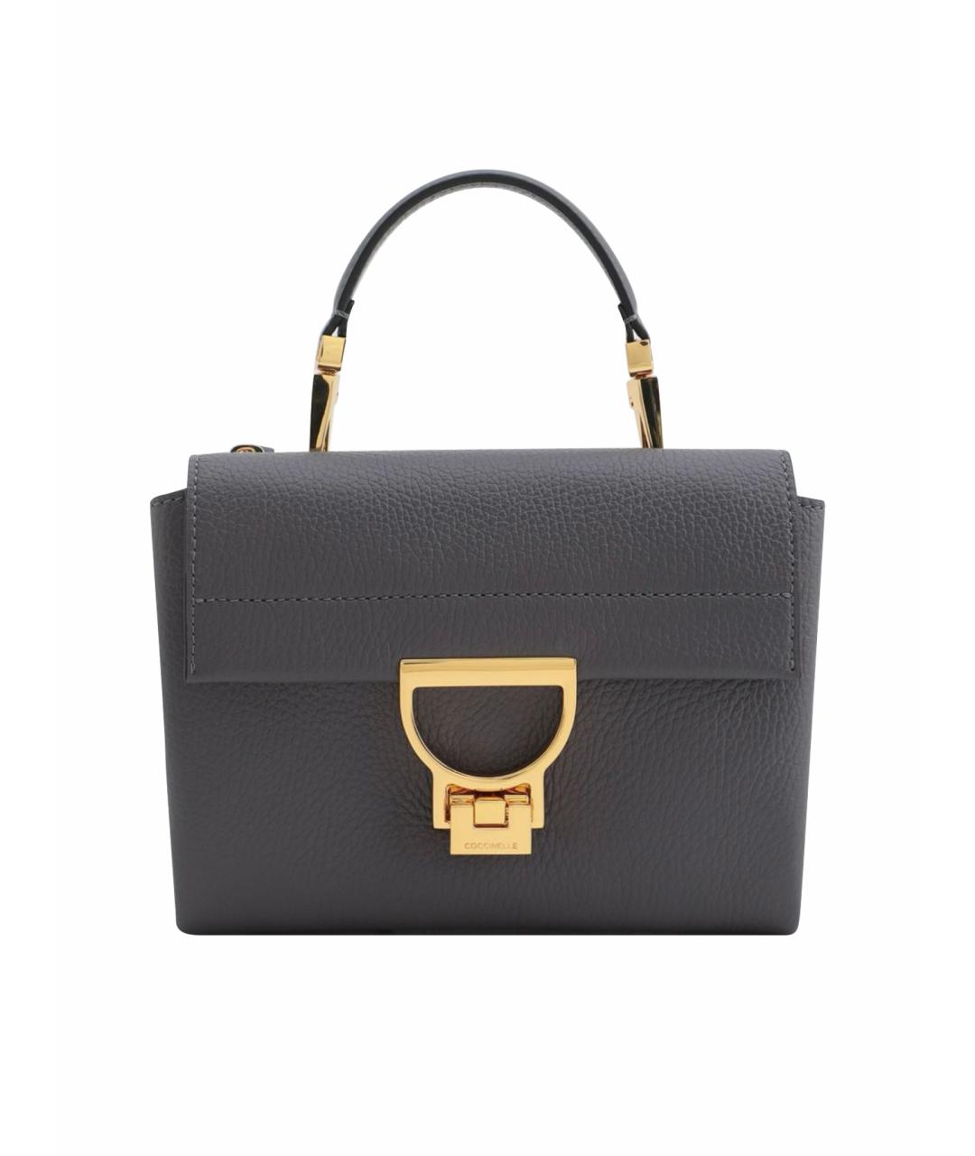 COCCINELLE Антрацитовая кожаная сумка с короткими ручками, фото 1