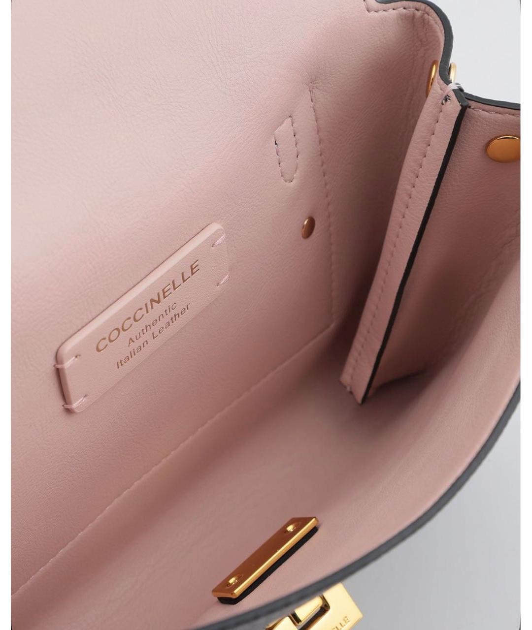 COCCINELLE Антрацитовая кожаная сумка с короткими ручками, фото 4