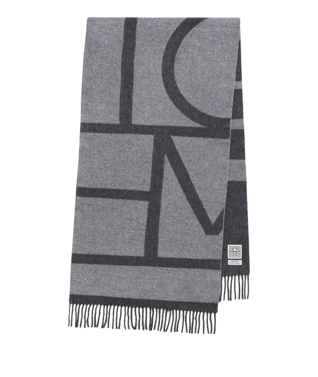 TOTEME Серый шерстяной шарф, фото 1