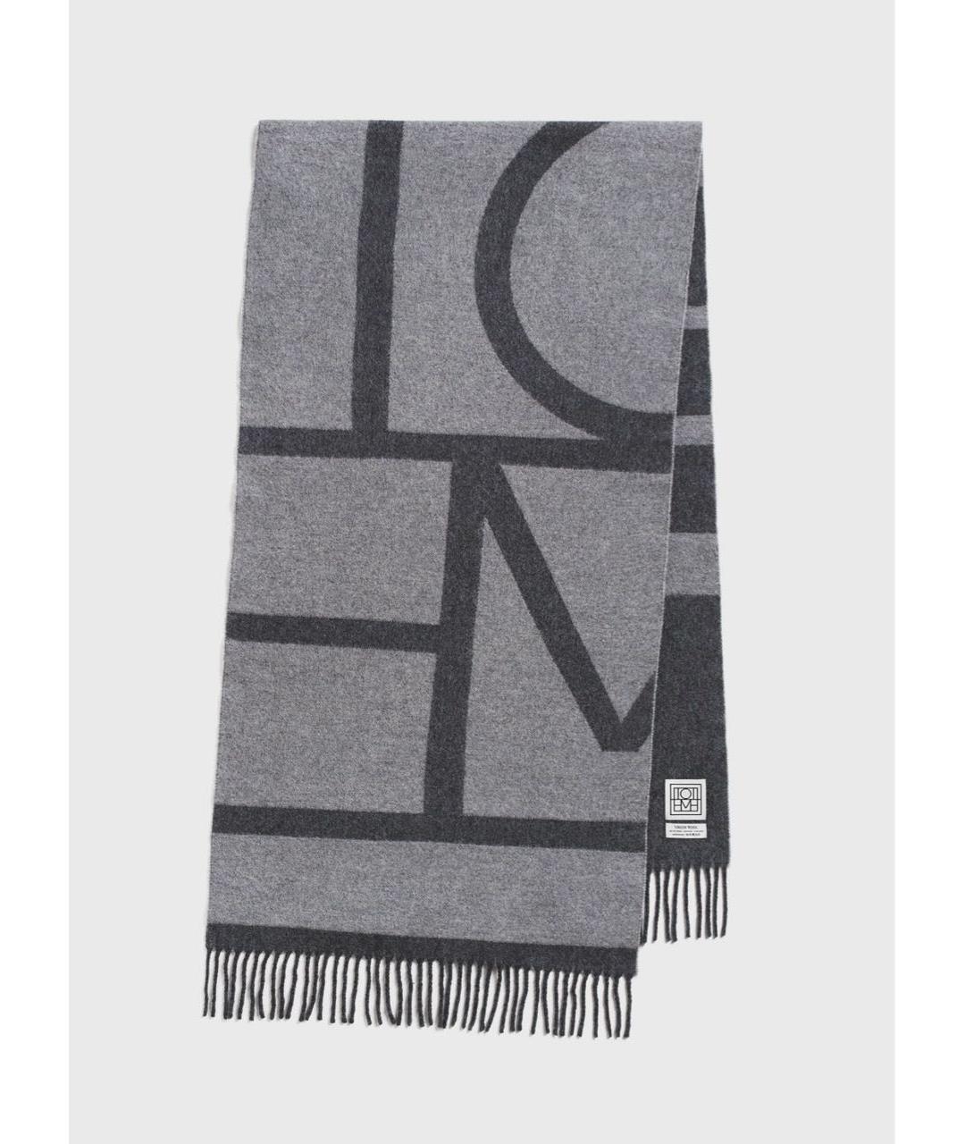 TOTEME Серый шерстяной шарф, фото 9