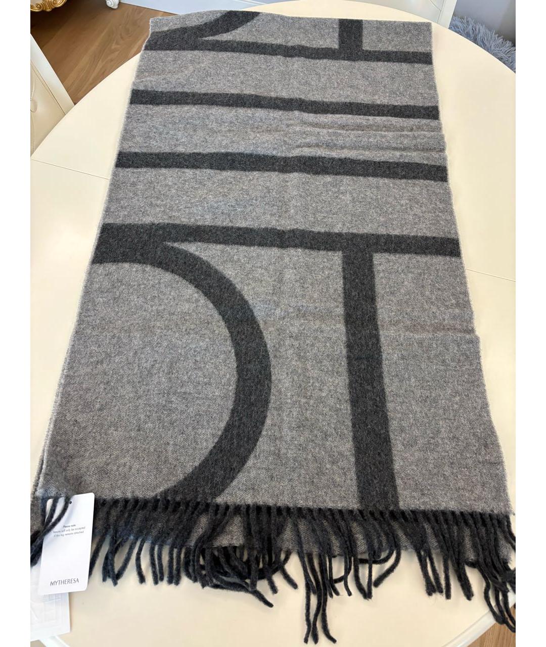 TOTEME Серый шерстяной шарф, фото 4