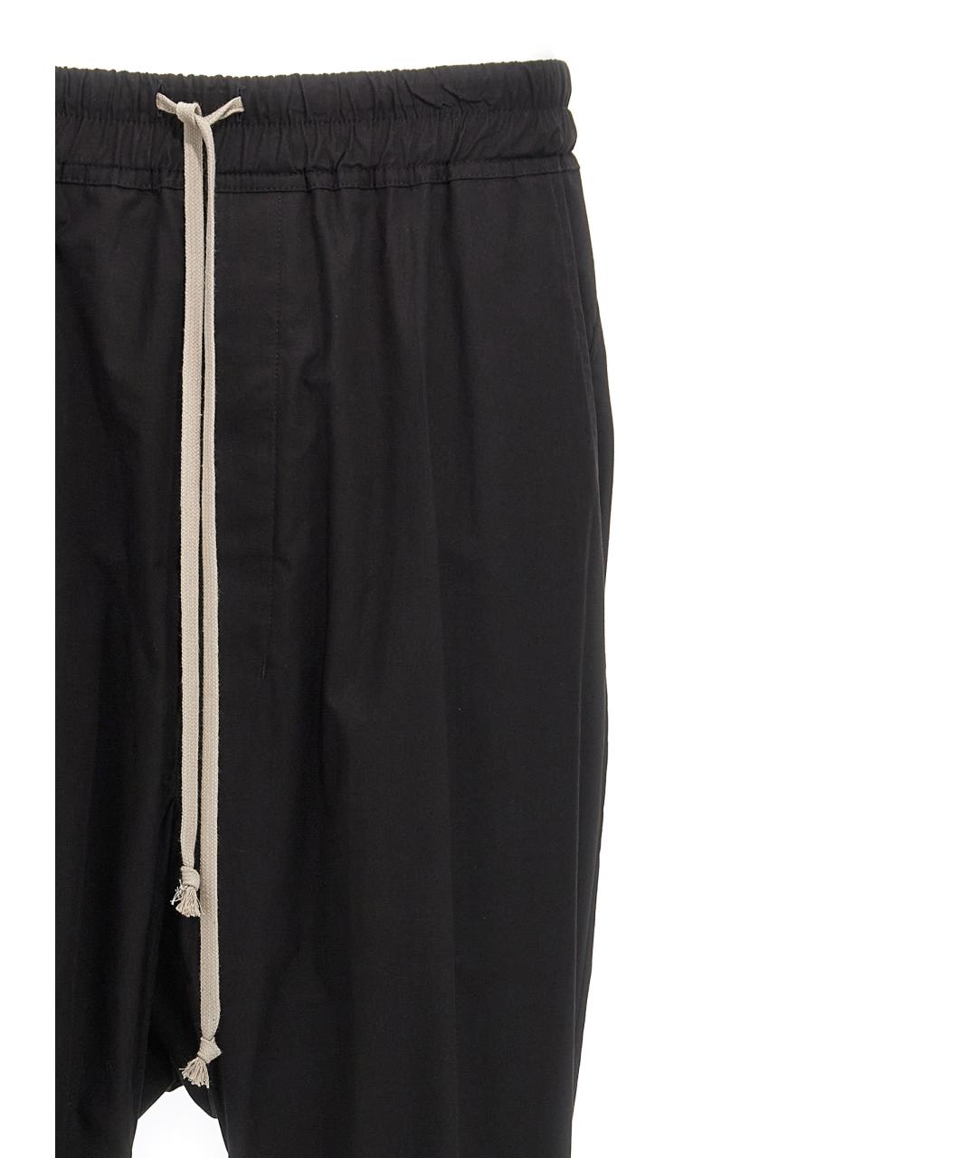 RICK OWENS Черные хлопковые повседневные брюки, фото 3