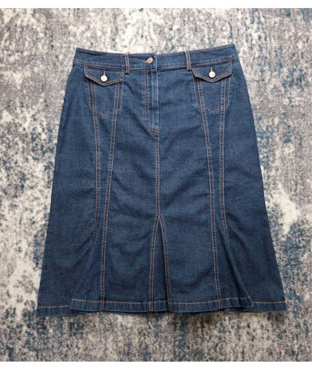 BOGNER Синяя хлопковая юбка миди, фото 7