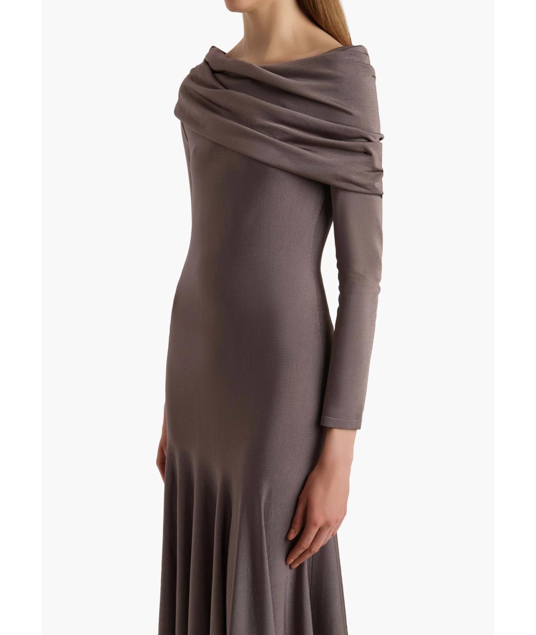 KHAITE Коричневое вискозное вечернее платье, фото 5
