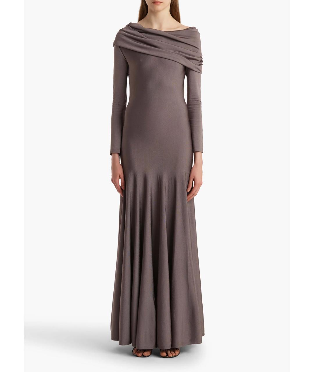 KHAITE Коричневое вискозное вечернее платье, фото 3