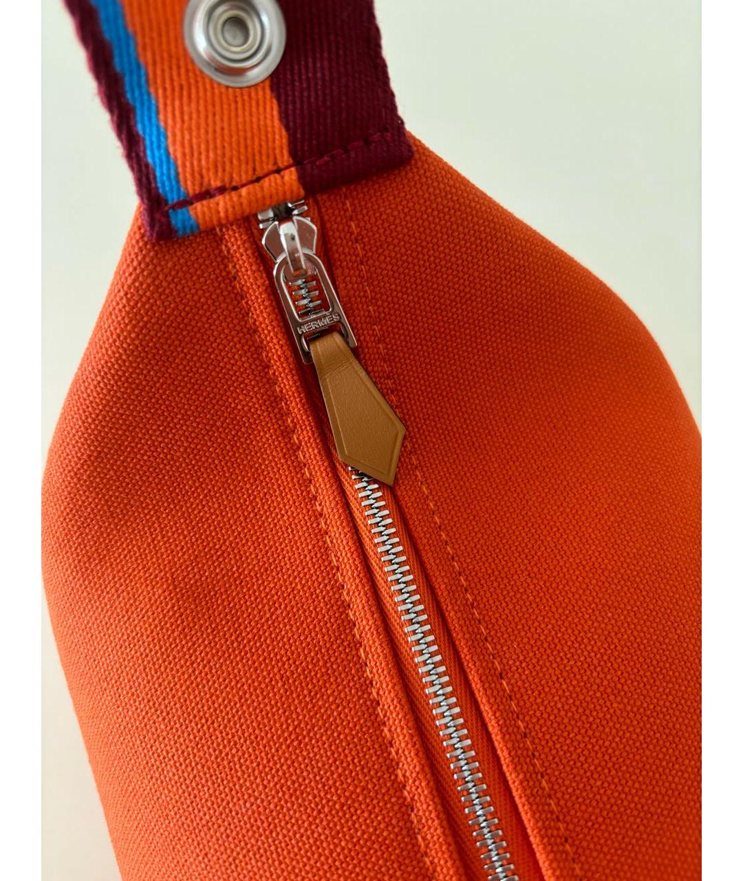 HERMES Оранжевая тканевая косметичка, фото 5