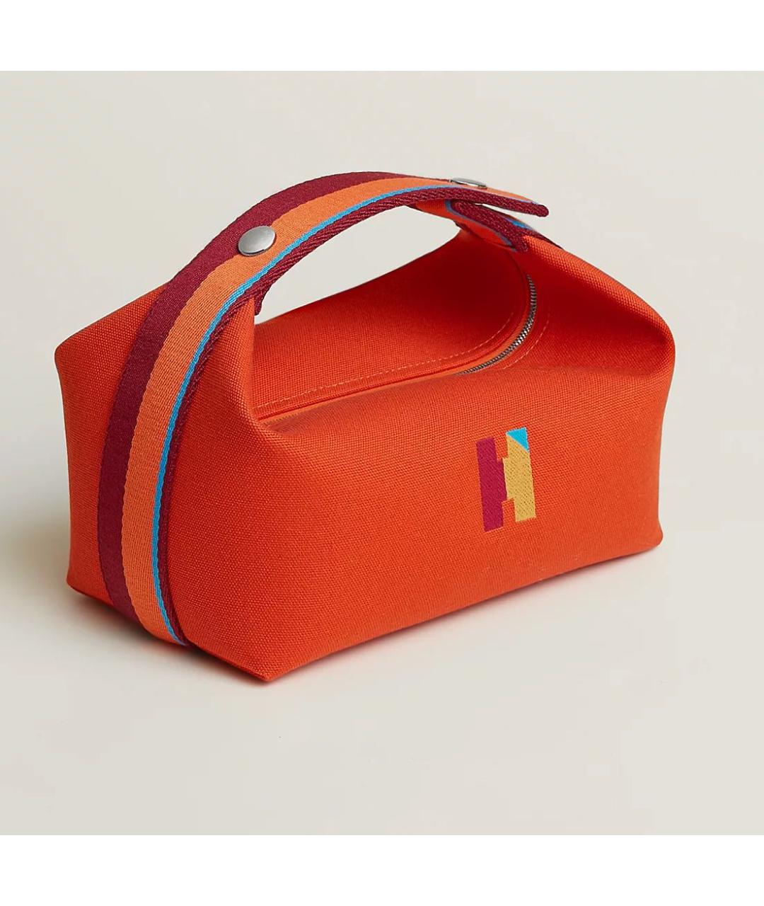 HERMES Оранжевая тканевая косметичка, фото 9