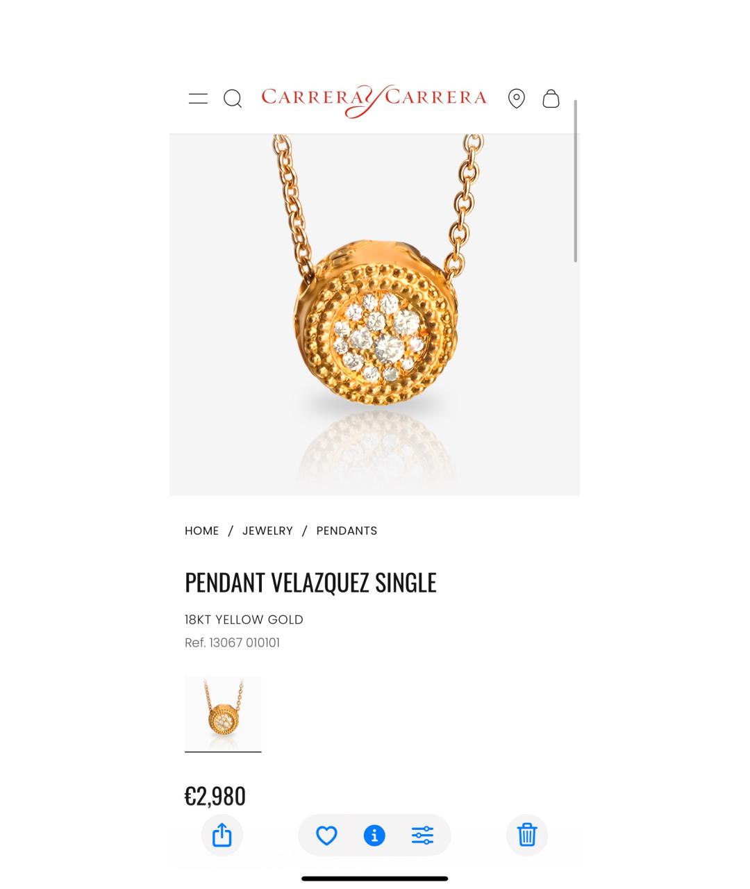 CARRERA Y CARRERA Золотой кулон из желтого золота, фото 4