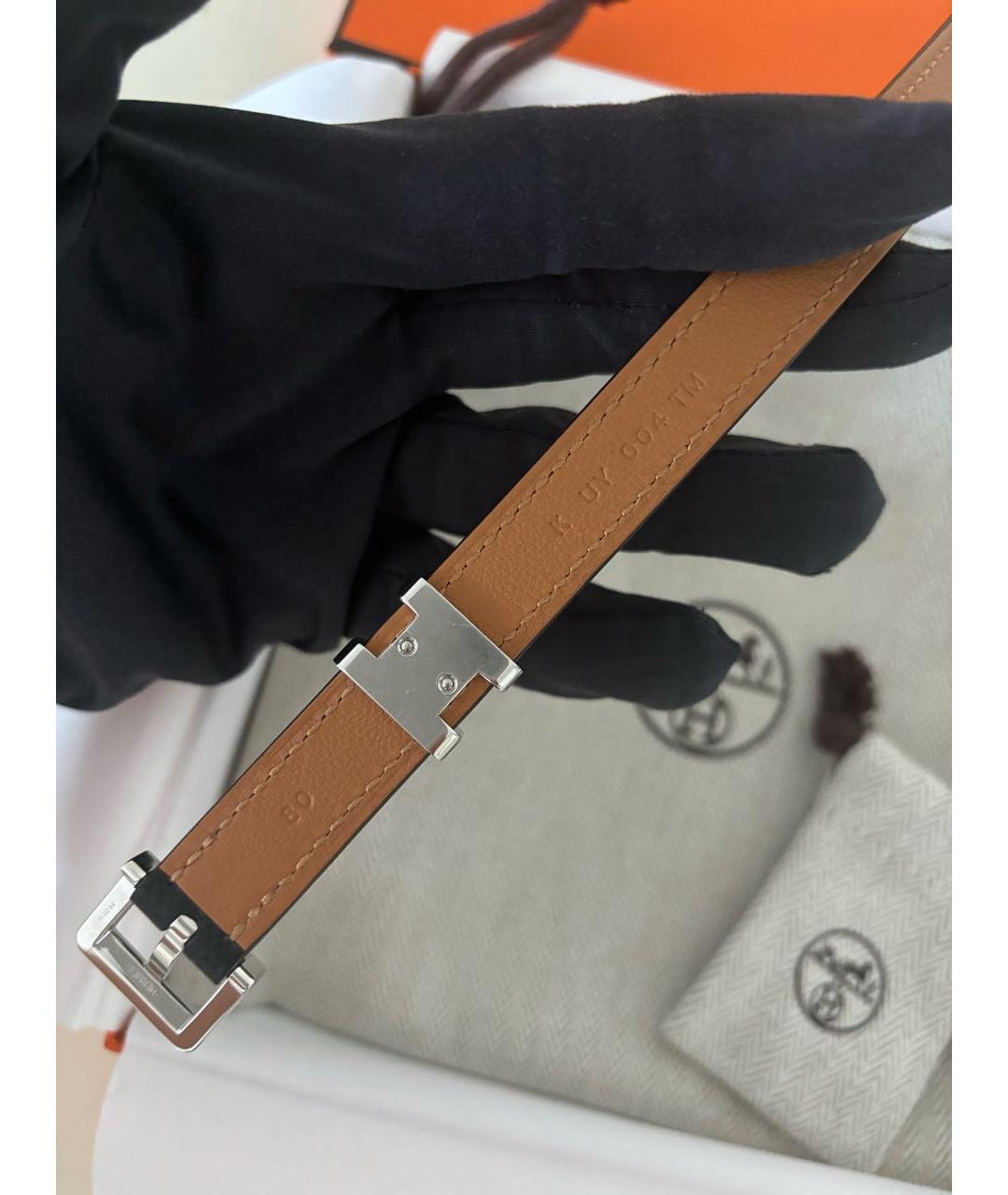 HERMES Черный кожаный ремень, фото 3