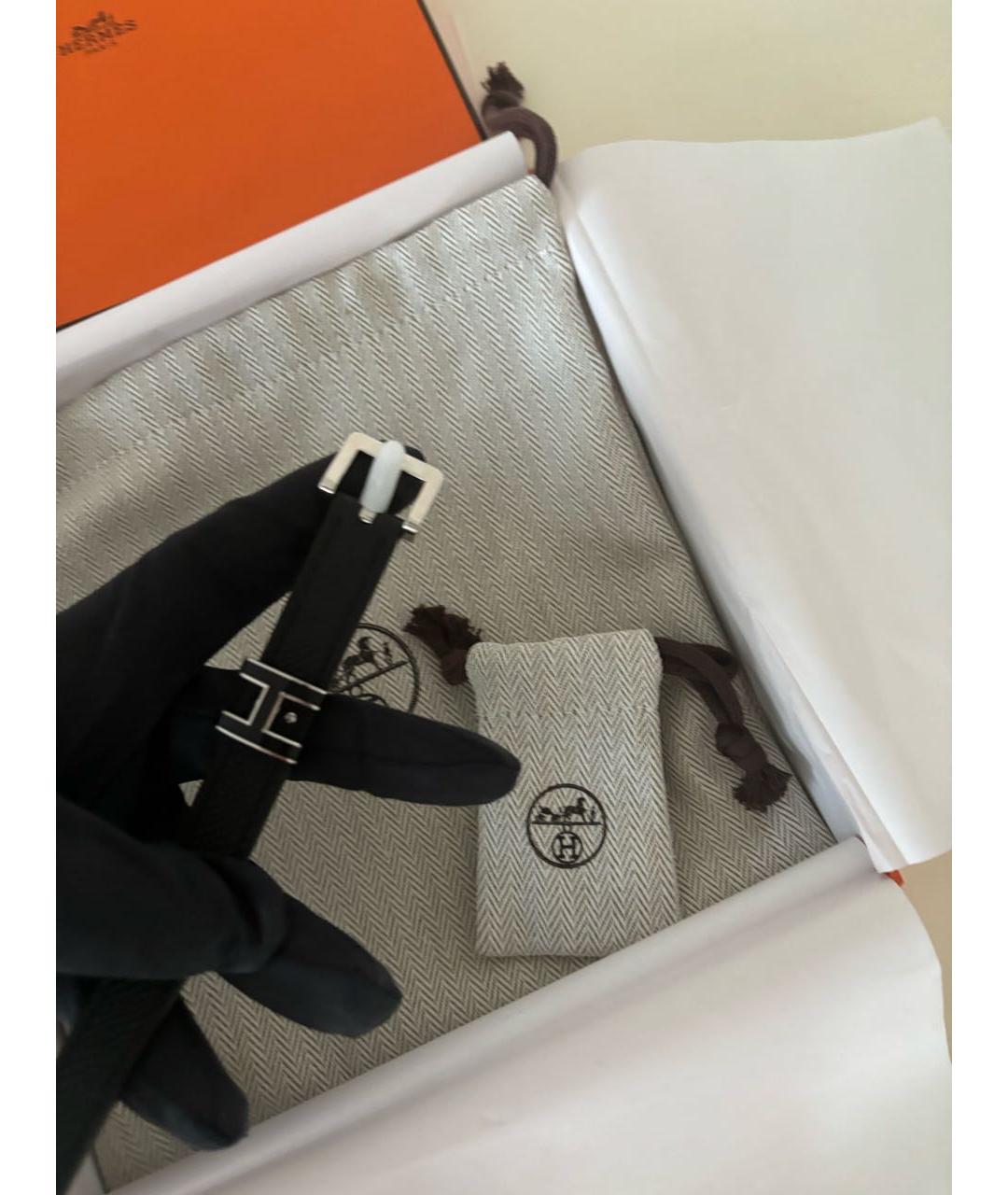 HERMES Черный кожаный ремень, фото 7