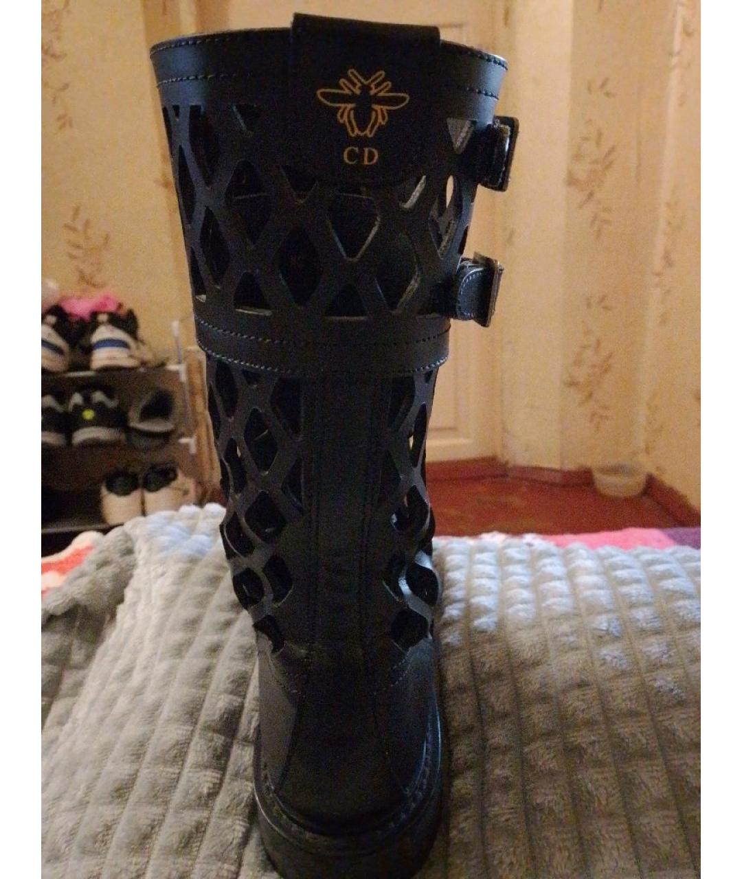 CHRISTIAN DIOR Черные кожаные ботинки, фото 2