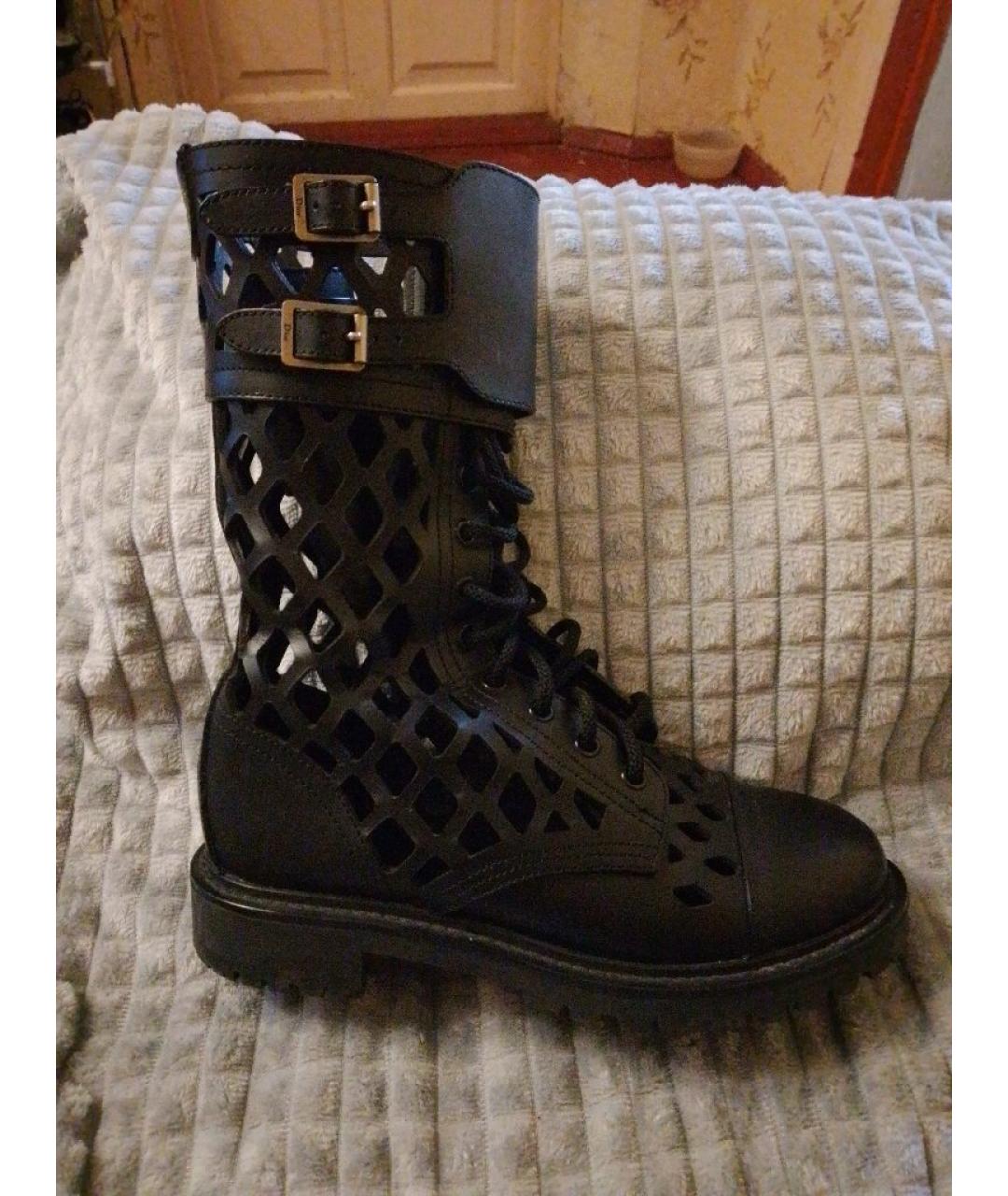 CHRISTIAN DIOR Черные кожаные ботинки, фото 6