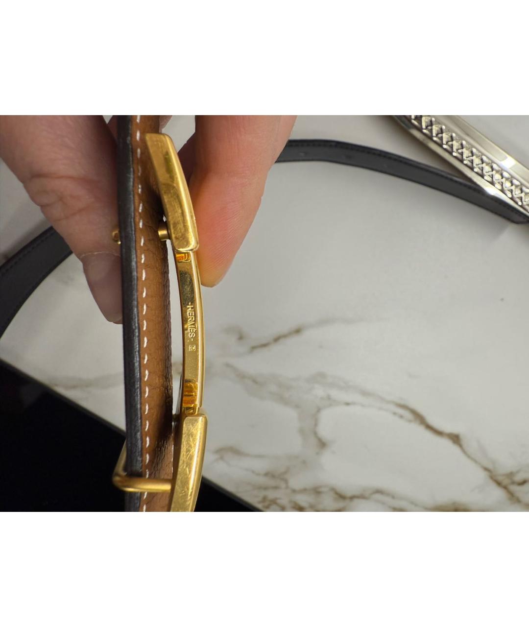 HERMES Коричневый кожаный ремень, фото 2