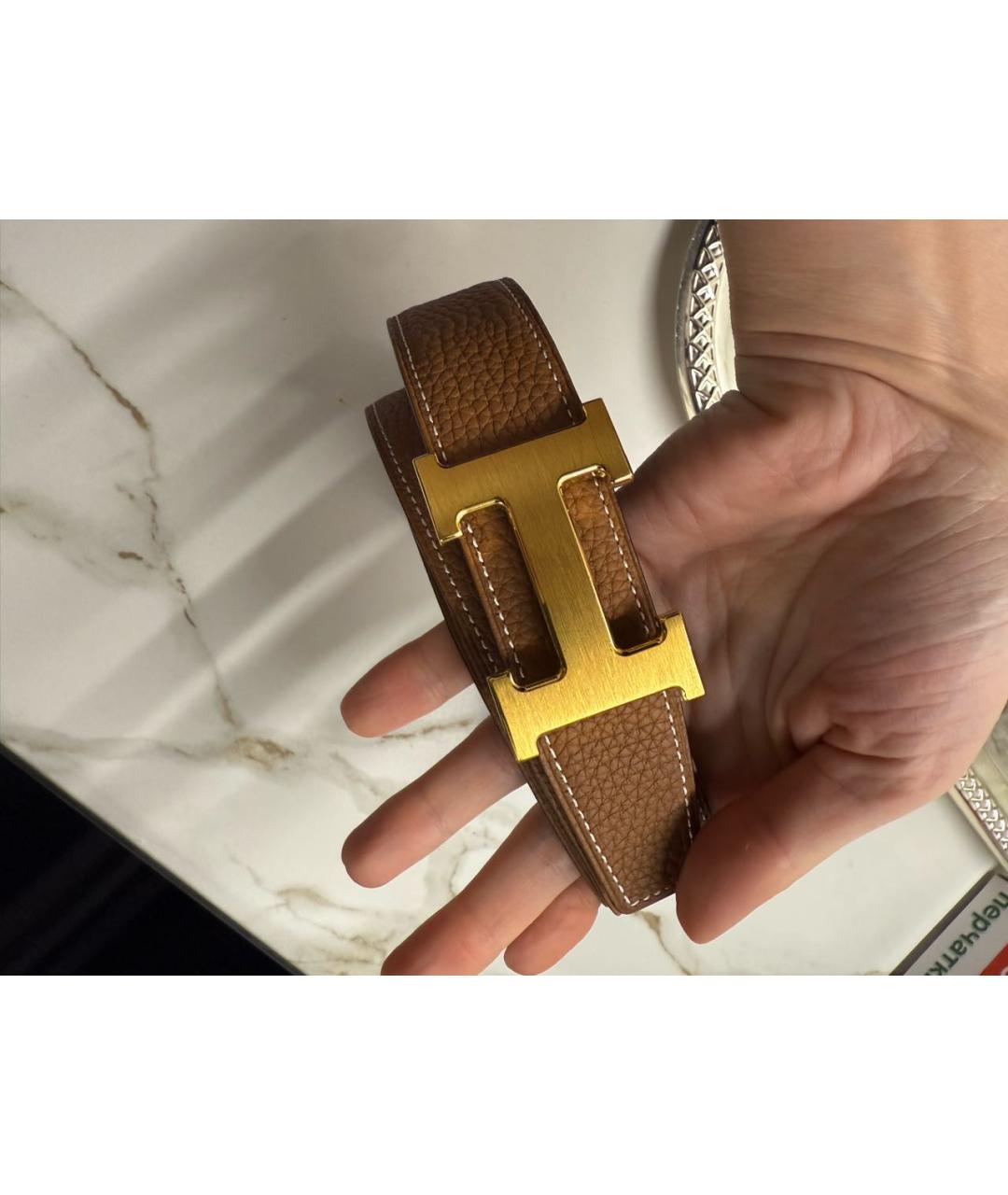 HERMES Коричневый кожаный ремень, фото 4