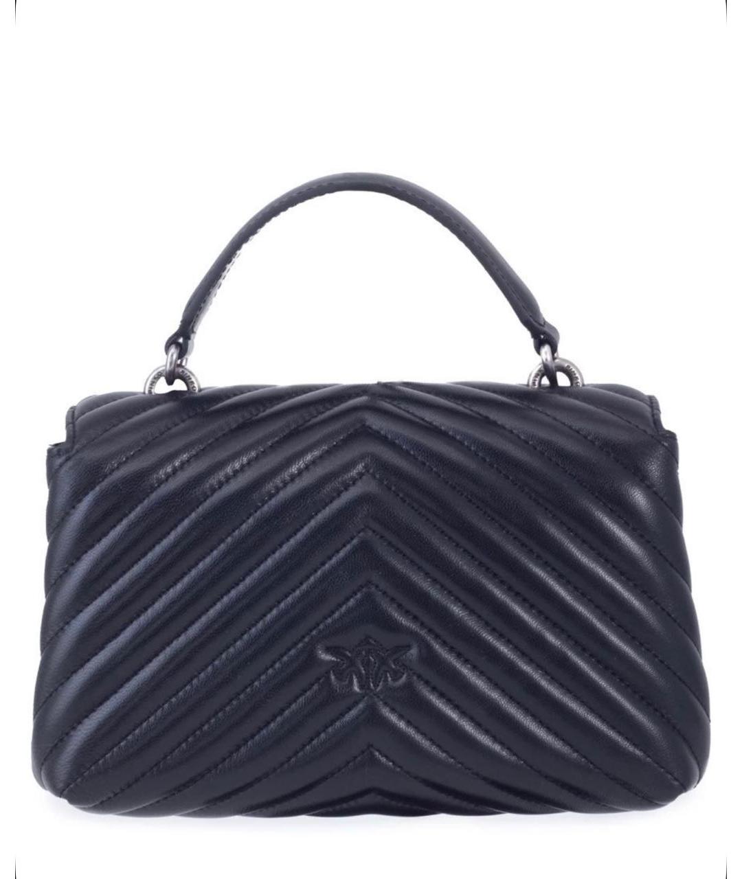 PINKO Черная кожаная сумка с короткими ручками, фото 3