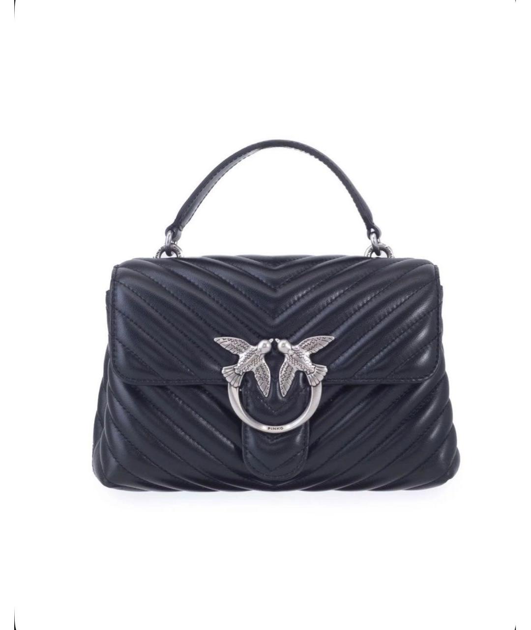 PINKO Черная кожаная сумка с короткими ручками, фото 1