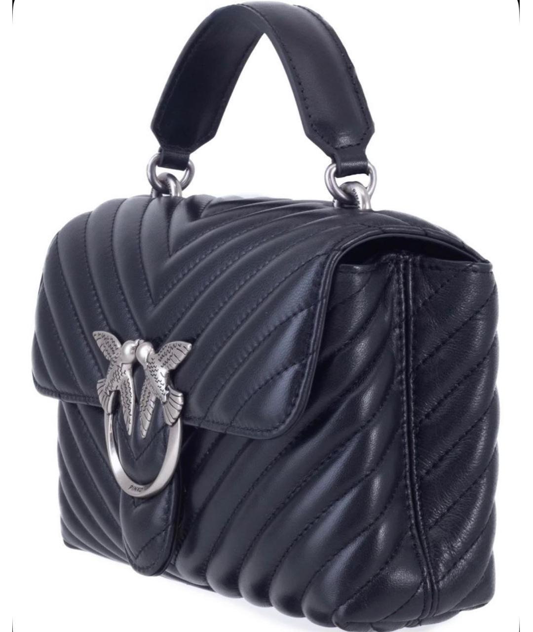 PINKO Черная кожаная сумка с короткими ручками, фото 2