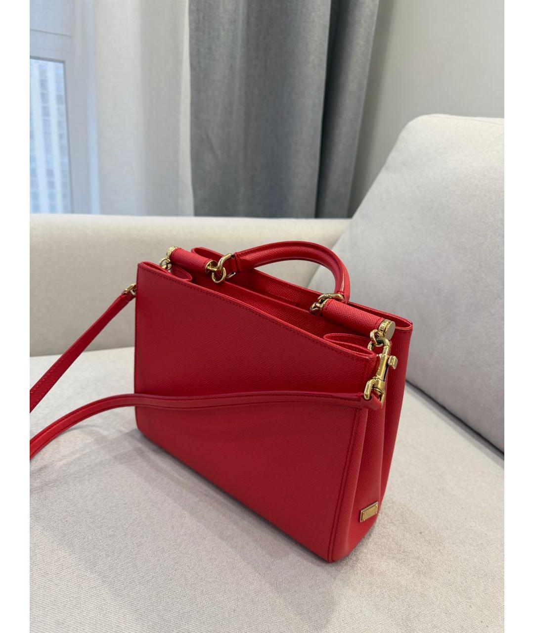 DOLCE&GABBANA Фуксия кожаная сумка с короткими ручками, фото 2