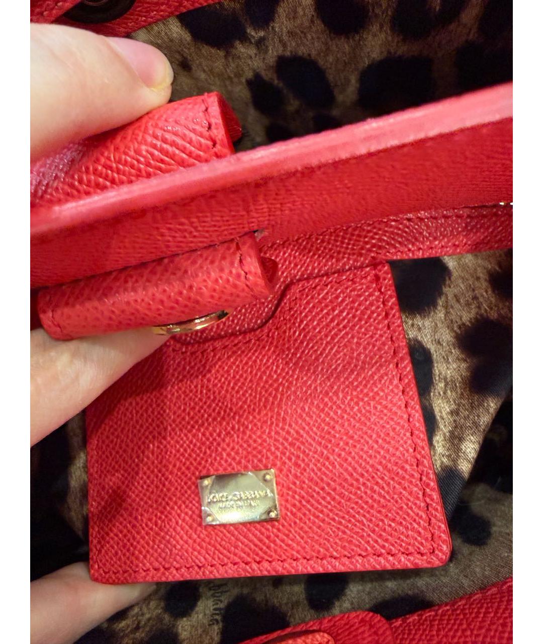 DOLCE&GABBANA Фуксия кожаная сумка с короткими ручками, фото 5