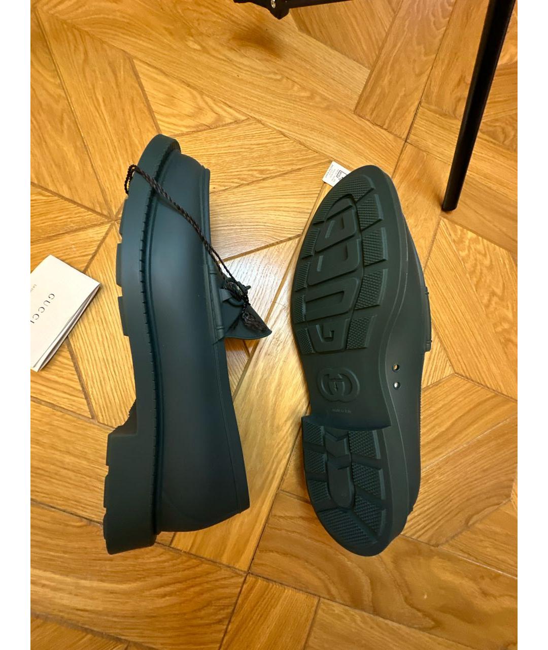 GUCCI Зеленые резиновые лоферы, фото 5