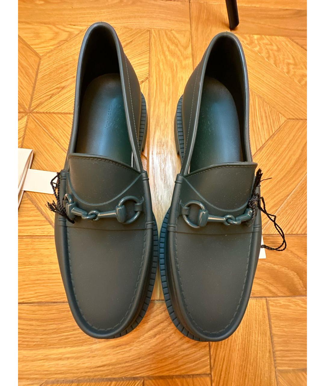 GUCCI Зеленые резиновые лоферы, фото 3